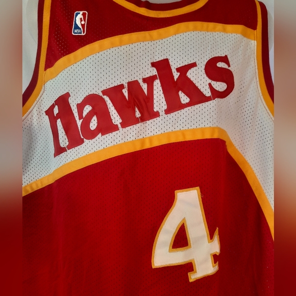 Mitchell Ness Atlanta Hawks Spud Webb Jersey Hardwood Classics Jersey Sz 2XL 56 - Picture 2 of 5